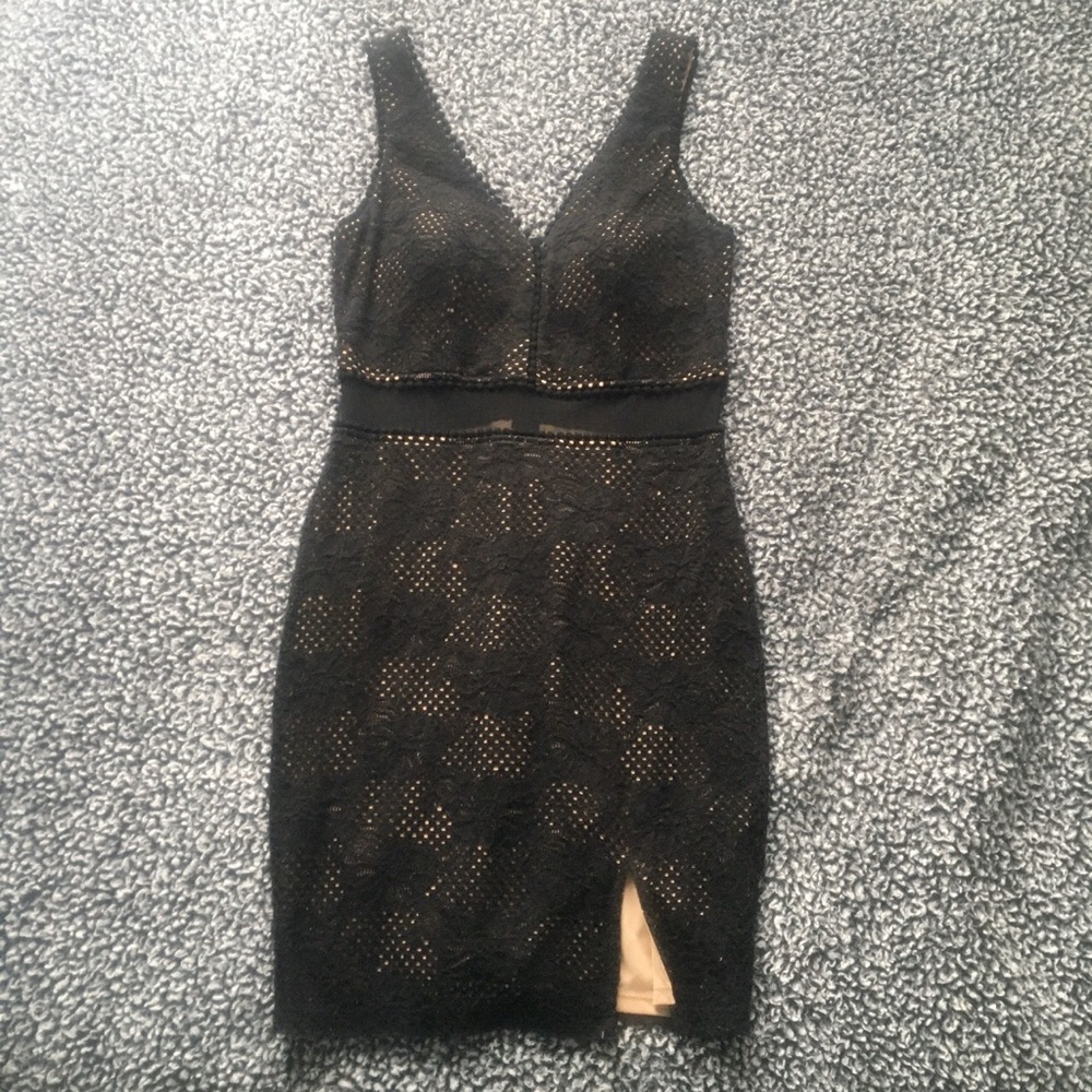 A black lace dress
